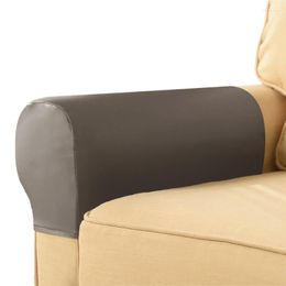 Chair Covers 2Pcs PU Armrest Stretch Set Sofa Arm Protectors Armchair Solid Couch Cover Removable Wholease Waterproof