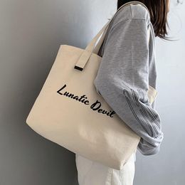 Cosmetic Bags Women Canvas Shoulder Bag Extra Large Capacity Handbag Beach Book Female Big Tote Ladies Letter Shopping