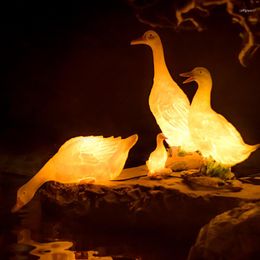 Simulation Animal Grass Lamp FRP Resin Luminous Duck Swimming Pool / Park Creative Modelling Landscape Lighting
