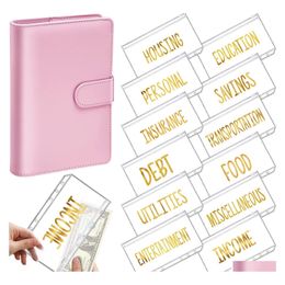 Party Favour A6 Pu Leather Binder Budget Cash Envelope Organiser Personal Wallet 12 Pockets Zipper Folders For Planner Saving Money D Dhbyg