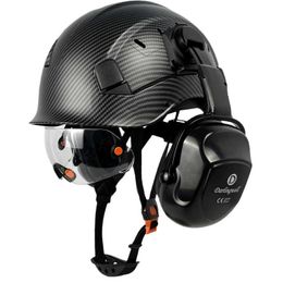 Carbon Fibre Pattern Construction Safety Helmet With Inside Visor and Earmuff EN352 For Engineer ABS Hard Hat Work Cap Men