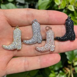 Charms 5Pcs Cubic Zirconia Pave Boots Shoes Pendants For Woman Bracelets Necklace Making Jewelry AccessoriesCharms