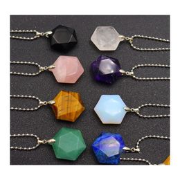 Pendant Necklaces Reiki Quartz Semiprecious Stone Natural Hexagram Necklace Fashion Energy Crystal Mens And Womens Jewelrypendant Dr Ot3A0