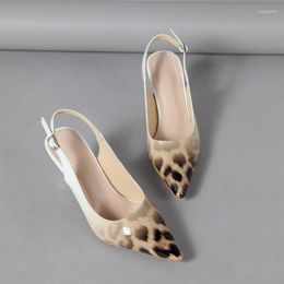 Dress Shoes 2023 Summer Women Sandals Fashion Personality Leopard Print Gradient Pointed Toe Large Size Shallow Mouth Pump