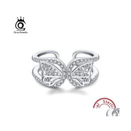 Cluster Rings Orsa Jewels 925 Sterling Sier Dazzling Cz Butterfly Ring Open Finger For Women Fashion Jewelry Gift Sr254 Drop Delivery Dh9Xu