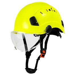 Construction Safety Helmet With Goggles For Engineer Visor ABS Hard Hat Vents Industrial Work Cap Head Protection CE EN397