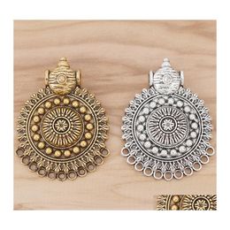 Pendant Necklaces Pieces Tibetan Sier/Gold Large Tribal Boho Mti Strand Connector Charms Pendants For Necklace Jewellery Making Drop De Otps0