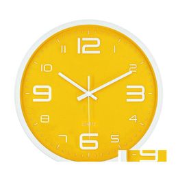 Wall Clocks Large Digital Clock Silent Nordic Creative Yellow Modern Home Simple Drop Delivery Garden Decor Dhpxc