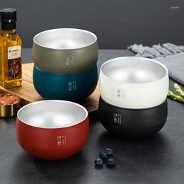 Bowls Japanese Double Layer Rice Ramen Bowl With Lid Stainless Steel Fruit Soup Tableware Plate Container Kitchen Utensils