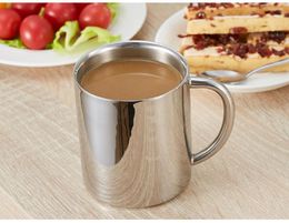 Mugs 304 Stainless Steel Double Layer Mug With Heat Insulation Cover Milk Scald Proof Coffee Cup