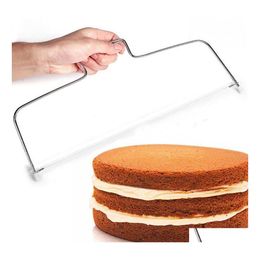 Cake Tools Double Wire Cutter Slicer Adjustable 2 Line Stainless Steel Diy Butter Bread Divider Pastry Knife Kitchen Baking Tool Dro Dhuyu