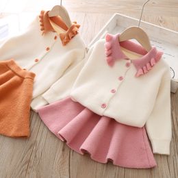 Baby Girl Clothes Sweater Set 0-5Y Spring Autumn Kids Girl Cute Princess Cashmere Sweater with Skirt 2Piece Set Children Clothing