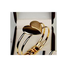 Charm Bracelets Bracelet Bangle Womens Gold Tone Cuff Heart Bling Hand Chain Charms Drop Delivery Jewelry Dhpg1