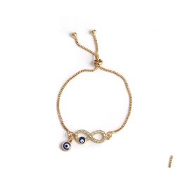 Charm Bracelets Fashion Jewellery Evil Eye Figure Eight Small Blue Pendant Adjustable Bracelet Drop Delivery Dhmjm