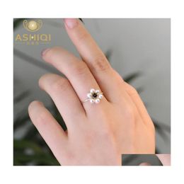 Cluster Ringe Ashiqi 34mm Mini kleine S￼￟wasserperlbl￼ten Real 925 Sterling Sier Mode Schmuck f￼r Frauen Geschenk Drop Lieferung Rin Dhu52