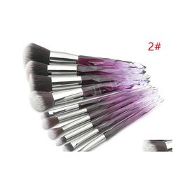 Makeup Brushes Crystal 10Pcs/Set Diamond Eyeshadow Kit Face Foundation Powder Concealer Cosmetics Brush Drop Delivery Health Beauty Dhkvk
