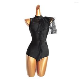 Stage Wear Black Latin Dance Tops Female Adult Practise One Piece ChaCha Samba Ballroom Competition Costume