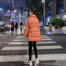 Women's Down Mid-length Thick Bread Jacket Women 2023 Winter Korean Version Loose And Thin Fashion Trend Waist White Duck