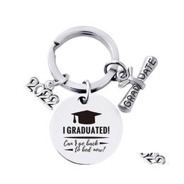 Party Favor Stainless Steel Graduation Keychain Pendant Metal Keychains Lage Decoration Keyring Creative Drop Delivery Home Garden F Dhrif