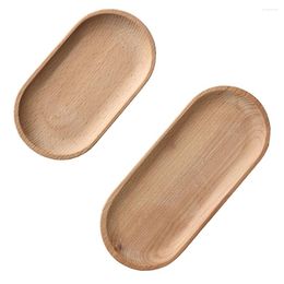 Kitchen Storage 2pcs Oval Wood Creative Tray Fruits Dish Decorative Plates Tea Serving Trays For Pastry Bread (Small Size Large Size)
