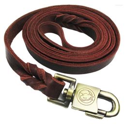 Dog Collars Braided Genuine Leather Large Leash Long Walking Training Leads Pet Traction Rope For German Shepherd Golden Retriever Dogs