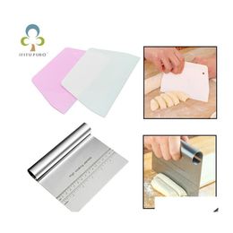Baking Pastry Tools 1/5Pcs Dough Cutter Trapezoid Cream Cake Scraper Tool Spata Kitchen Butter Knife Decoration Zxh Drop Delivery Dhv8G
