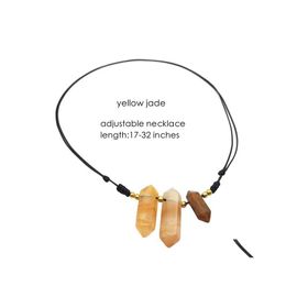 Pendant Necklaces Options Natural Stone Adjustable Rope Necklace Hexagon Double Point Amethyst Yellow Jade Amazonite Handmade Drop D Dhysj