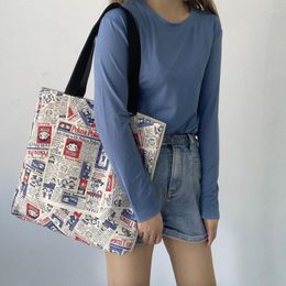 Cosmetic Bags Women Canvas Shoulder Bag Extra Large Capacity Handbag Beach Book Female Big Tote Ladies Harajuku Retro Shopping