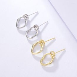 Stud Earrings Accessories 925 Sterling Silver Personality Contracted Vintage Circle Long Eardrop Irregular Geometric Fine Jewellery