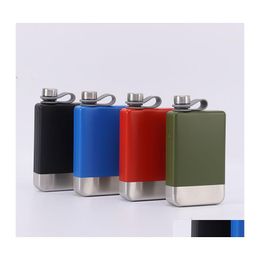 Hip Flasks 9Oz Spray Paint Outdoor Portable Small Wine Bottle 304 Stainless Steel Hips Flask Creative Flat Outdoors Portables Liquor Dhbzb