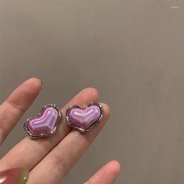 Stud Earrings Fashion Dazzling Purple Heart Earring Women Sweet Cool Girl Light Luxury Niche Design Party Jewellery Gifts