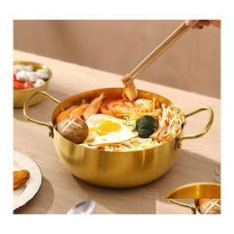 Other Dinnerware Korean Stainless Steel Ramen Pot Seafood Gold Crayfish Stove Dry Portable Cooking Tools Kitchen Cookware Drop Deliv Dhgdv