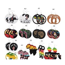 Party Favor Fashion Wooden Earrings African Portrait Map Ear Black People Very Important National Charm Earring 12 O2 Drop Delivery Otrw1