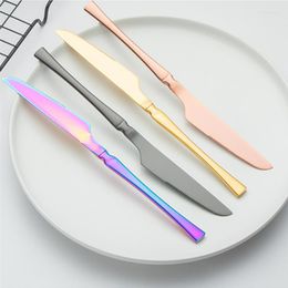 Dinnerware Sets High Quality Flat Cutlery Set Western El Dinner Tableware Stainless Steel Steak Knife Fork Spoon 2023