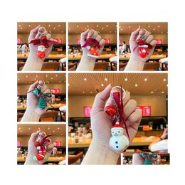 Party Favour Resin Christmas Keychain Pendant Bowknot Bell Key Holder Charm Santa Xmas Tree Snowman Hanging Pendants Holiday Decorati Dh7Wc