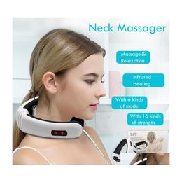 Back Massager Drop Electric Pse And Neck Masr Far Infrared Pain Relief Tool Health Care Relaxation Mtifunctional Physiotherapy Deliv Dhbge