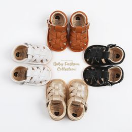 First Walkers Summer Baby Shoes Boys First Walking Infants Sandals Baby Shoes Prewalkers Pu Leather Clogs Flats Solid Colour 230114
