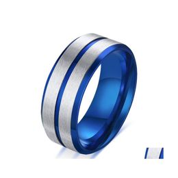 Cluster Rings Jhsl Fashion Classic Rock Party Male Men Statement Blue Jewelry Stainless Steel Boyfriend Gift Size 7 8 9 10 11 12 Dro Dhde6