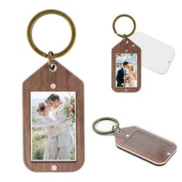 2023 New Can Put Photos accessories charms Straps Fashion Custom keychain Personalized Key Chain Handmade Wooden Engraved keychains