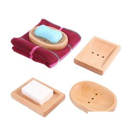 Party Favour Natura Wooden Bathroom Shower Soap Box Dish Storage Plate Drain Tray Holder Case For Bath Drop Delivery Home Garden Fest Dhsjt