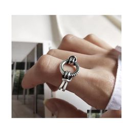 Cluster Rings Loeur 925 Sterling Sier Vintage Weave Line Circle Simple Wild Temperament Female Open Fine Jewellery Drop Delivery Ring Dhibe