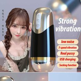 Beauty Items 7 Speed Vibration Male Masturbation Aircraft Cup sexy Toys For Men Real Woman Vaginal Intercourse Artificial Pussy Adult Supplies