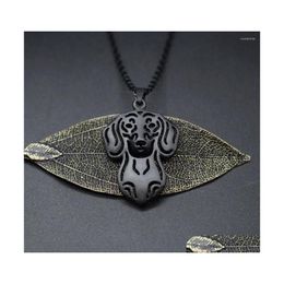 Pendant Necklaces 4 Colors Dachshund Charm Necklace Trendy Metal Dog Jewellery Sau Women Drop Delivery Jewelry Pendants Dhg6L