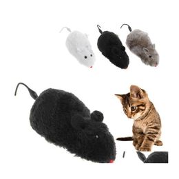 Cat Toys Pet Novelty Tricky Moving Funny Wind Up Clockwork Racing Plush Mouse Interesting Toy For Move Tail Kitten Prank Drop Delive Dhf12