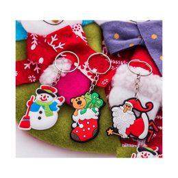 Christmas Decorations Keychain Santa Claus Snowman Xmas Tree Hanging Ornament Pendant For Home Year Kids Gift 100Pcs Drop Delivery G Dh7Fn