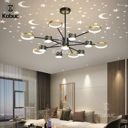Chandeliers Kobuc Bright Led Chandelier With Remote Control For Living Room Starry Sky Decor Modern Bedroom Apartment Loft Ceiling Lamp