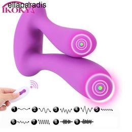 Sex Toys massager Double Penetration Dual Head Anal Plug Vibrator Anus Vagina 9 Speed G-Spot Stimulator Remote Control For Woman