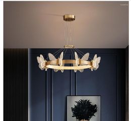 Pendant Lamps Nordic Luxury Copper Butterfly Decoration Molecular LED Chandelier Lighting Home Decor Living Room Bedroom