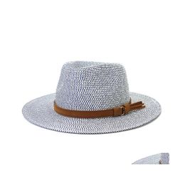 Stingy Brim Hats Summer Sunhat Beach Hat Jazz St Women Men Wide Woman Man Panama Cap Female Male Outdoor Casual Caps Fashion Holiday Dhohw