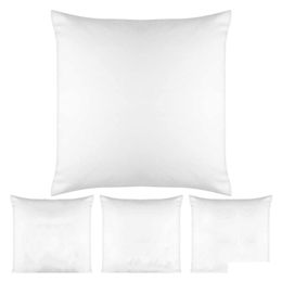 Cushion/Decorative Pillow White Sublimation Blanks Linen Throw Case Cushion Er Pillowcase For Sofa Vinyl Projects Diy Personalised H Dhvpk